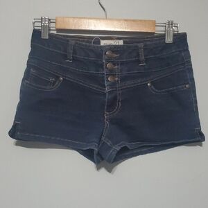 RUE 21 Blue Denim Shorts Womens Size 3 / 4 Juniors Summer Fun 2% Spandex